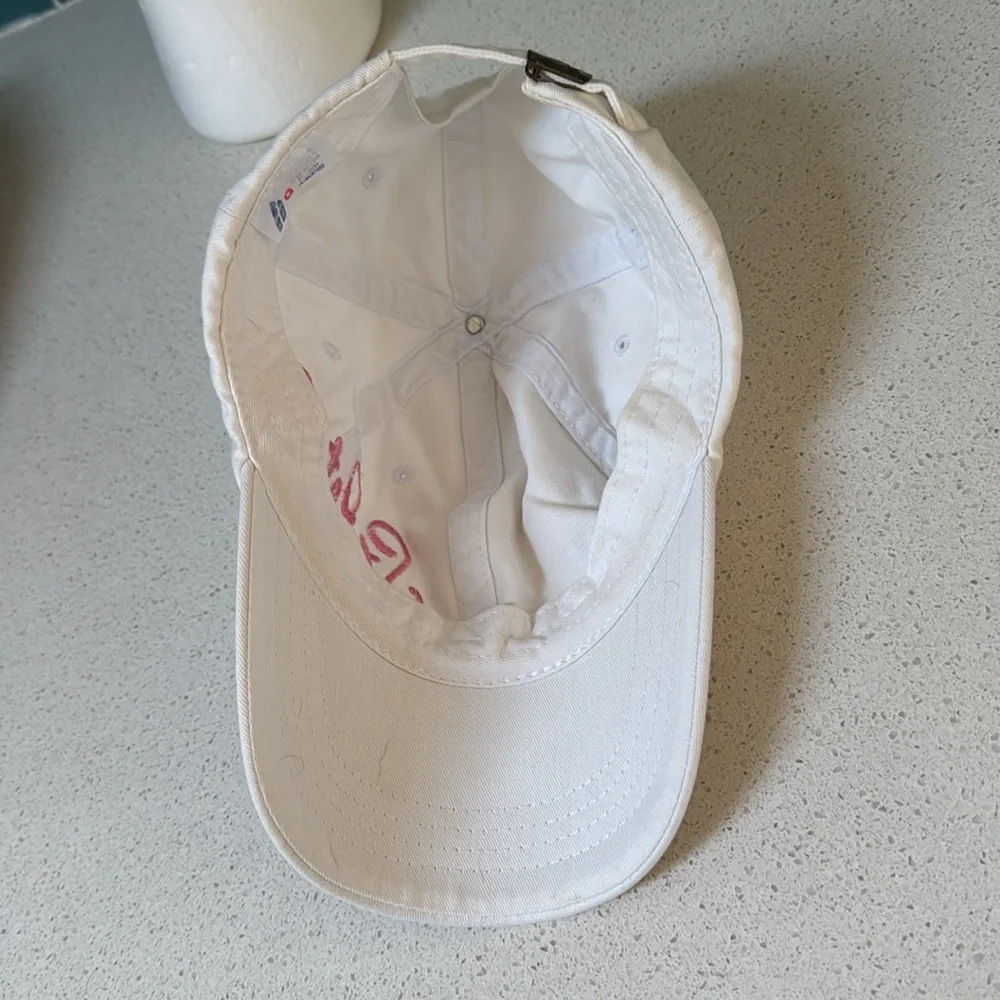St. Pete Beach white pink embroidered souvenir adjustable baseball cap one size